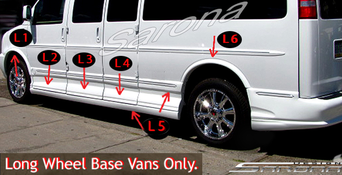 Custom Chevy Express Van  Side Skirts (2003 - 2024) - $2150.00 (Part #CH-013-SS)